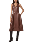 PAIGE Petite Fiorella Faux Leather Midi Dress, French Press