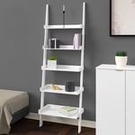 Tagère murale 180 cm Étagère échelle 5 tablettes Meuble de rangement style échelle Décoration blanche - Casaria