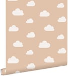 ESTAhome papier peint petits nuages terracotta claire - 0.53 x 10.05 m - 139561