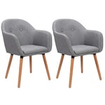 WOLTU Chaise de Salle à Manger Lot de 2, Moderne Chaise de Cuisine, Fauteuil scandinave, Chaise Coiffeuse, pour Salle de Séjour, Chambre à Coucher, Cuisine, en Lin et Bois Massif Gris Clair BH94hgr-2