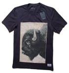 PAUL SMITH Tshirt T Shirt Mens M Bison Slim Fit Black Cotton Laterally Thinking 