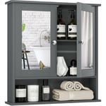 Helloshop26 - Armoire de toilette armoire murale avec portes et miroirs pour salle de bains gris