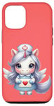 Coque pour iPhone 12/12 Pro Valentine Unicorn Caring Nurse Love Healthcare Poney magique