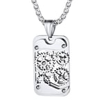 Richsteel Pendentif Collier Homme Roue Tourne Coupé Dog Tag Personnalisé Collier Pendentif Plaque en Argenté,Dog Tag Style Militaire Armée pour Homme Pendentif d’Identification Personnalisé ID