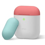 AirPods Case - elago® Duo Silicone Case [Coral Blue, Italian Rose + Night Glow]