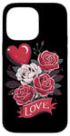 Coque pour iPhone 14 Pro Max Love Heart And Roses Présentoir floral romantique