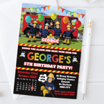 Personalised Fireman Sam Birthday Party Invitations Fire Engine Invites x10 pack