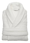 LINUM Unisex Herringbone Weave Bathrobe 100% Authentic Turkish Cotton Luxury Spa Hotel Collection, White, S/M