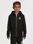 Converse Younger Boys Fleece Chuck Patch Zip Through Hoody - Black, Black, Size 4-5 Years