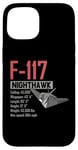 Coque pour iPhone 15 Bombardier furtif américain F117 Nighthawk