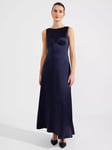 Hobbs Jemma Empire Line Maxi Satin Dress, Midnight Navy