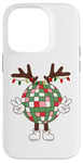 iPhone 14 Pro Christmas disco ball with antlers, peace sign, reindeer Case