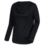 Regatta Femme T-shirt Lifestyle Manches Longues Frayda avec Tissu Effet Laine et Col Boule T shirt, Noir, FR : XS (Taille Fabricant 38) EU