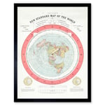 Gleason 1892 New Standard Map of the World Time Calculator Flat Earth Vintage Poster Art Print Framed Poster Wall Decor 12x16 inch