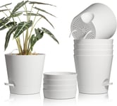 6 Pcs Pots De Fleurs En Plastique Blanc 20 Cm D'auto-Arrosant, Pot De Fleur De Syst¿¿Me D'arrosage Convient Aux Jardins De Balcon Int¿¿Rieurs Et Ext¿¿Rieurs