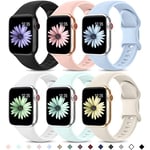 Higgs 6 Pack Bracelets Compatible avec Bracelet Apple Watch 40mm 41mm 38mm pour Femme et Homme, Bracelet Soft Silicone Sports pour iWatch Series (42mm 10) 9 8 7 SE 6 5 4 3 2 1,Blanc