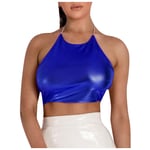 Sisifa Satin Sexy Crop Top Women Summer Sleeveless Camis Tops Tees Halter Top Vest Streetwear