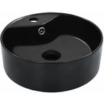 Lavabo avec trop-plein lave-mains vasque à poser monter salle de bain intérieur salle d'eau cabine de toilette 36 x 13 cm maison céramique noir