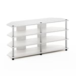 Furinno Econ Easy Assembly 4-Tier Corner TV Stand for TV up to 55-Inch, White Oak/Stainless Steel