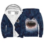 WellWellWell smiling shark face Mens Fleece Zipper Hoodie Sherpajong Lined Funny Plus Velvet Hoodie Tops with Pockets white 4xl