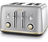 Breville VTT929 Mostra 4 Slice Toaster Silver & Gold Extra Wide Slot High Lift