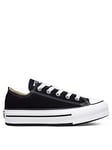 Converse Kids Girls Eva Lift Canvas Platform Ox Trainers - Black/White, Black/White, Size 10.5 Younger