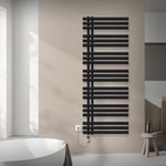 LuxeBath Radiateur Électrique de salle de bains en acier Iron EM 600x1600 mm sèche-serviettes noir mat avec Élément chaufant 1200W