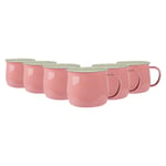 375ml Pastel Enamel Belly Mugs - Pack of Six - By Argon Tableware - Pink