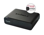 EDIMAX 5 Port 10/100/1000 Gigabit Desktop Switch. Full Duplex. High-Speed Networking and Jumbo Frames. Perfect Solution for Home and Small Business. Includes 5V 1A Power Supply. (p/n: SW5500GV3)