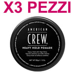 Cire Cheveux Homme Aspect Mouillé AMERICAN CREW Heavy Hold Pommade 85 G 3 Pièces