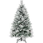 Sapin de Noël Mince 137cm, Arbre de Noel Slim Enneigées avec led, Pieds de Sapin de Noël en Métal (472 Branches) - Relax4life