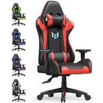 Fauteuil Gamer Ergonomique - Rattantree Siège Gamer avec appui-tête et oreiller lombaires - Inclinable 90 °-155 ° - Noir et Rouge