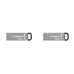 Kingston DataTraveler Kyson USB 3.2 Flash Drive 128GB - Gen 1 with Stylish Capless Metal Case (Pack of 2)