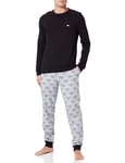 Emporio Armani Men's Emporio Armani Men's Pattern Mix Cuffed Pyjama set, Eagle Print Black, L UK