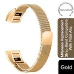 Milanese Replacement Strap Band Gold Stainless Steel Fitbit Alta Slim Thin 22cm