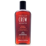 REVLON PROFESSIONAL American Crew 3-In-1 Shampoo, Conditioner & Body Wash with Long Lasting Scent to Cleanse & Condition Hair Styling & Skincare for Men 450 ml (Pack of 1) transparent