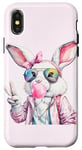 Coque pour iPhone X/XS Lunettes de soleil aviateur lapin de Pâques mignon Bubblegum Peace Sign