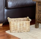 Kitchen Log Fireplace Wicker Storage Basket With Handles Xmas Empty Hamper Basket Grey, Small 31 x 25 x 16 cm