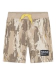 Timberland Baby Logo Abstract Print French Terry Track Bermuda Shorts, Natural