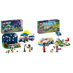 LEGO Friends Le Camping-Car d’Observation des Étoiles, Jouet pour Enfants, Filles et Garçons & Friends La Voiture Électrique et la Borne de Recharge, Jouet de Voiture pour Enfants