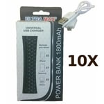 10X Black Ultramax 1800mAh Universal USB Power Bank For iPhone Smartphone Tablet