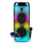 Enceinte DJ Autonome Batterie BIG BEN PARTYBTHPL 200W Bluetooth/USB/AUX/Support smartphone, Animation LED, Micro Karaoké, Ovni