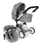 Bayer Chic 2000 Poussette de poupée Linus, Poussette combinée 3 en 1 pour Enfants de 4 à 8 Ans, Ensemble de Landau de poupée, Jeans Gris