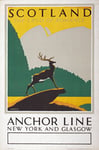 TX43 Vintage 1930's Scotland Land Of Romance Anchor Line Travel Poster Re-Print - A1 (841 x 610mm) 33" x 24"