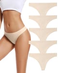 VOENXE String Tanga Femme sans Couture,Invisible Culotte Taille Basse,Seamless Slip Femme,Sport Women Thong Underwear Microfibre,sous-vêtements Multipack Bresilien,Confortable Panties Lot de 5