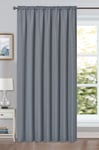 Linen Look Voile 59" x 54" Grey Window Curtain Drapes Textured Plain Slot Top