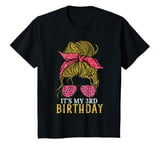 Youth 3 Year Old Gifts Leopard Messy Bun 3rd Birthday For Girls T-Shirt