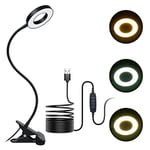 URAQT Lampe de Bureau à Pince, Lampe Lecture Clipsable USB 48 LED avec 3 Modes de Couleur 11 Luminosité, Lampe à Pince Col de Cygne Flexible à 360 ° Lampe à Pince LED 8W, Lit à Clip/Bureau/Chevet