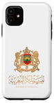 Coque pour iPhone 11 Emblème doré du Royaume du Maroc avec drapeau du Maroc