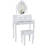 Coiffeuse cosmétique avec miroir et tabouret,4 tiroirs,pour chambre à coucher